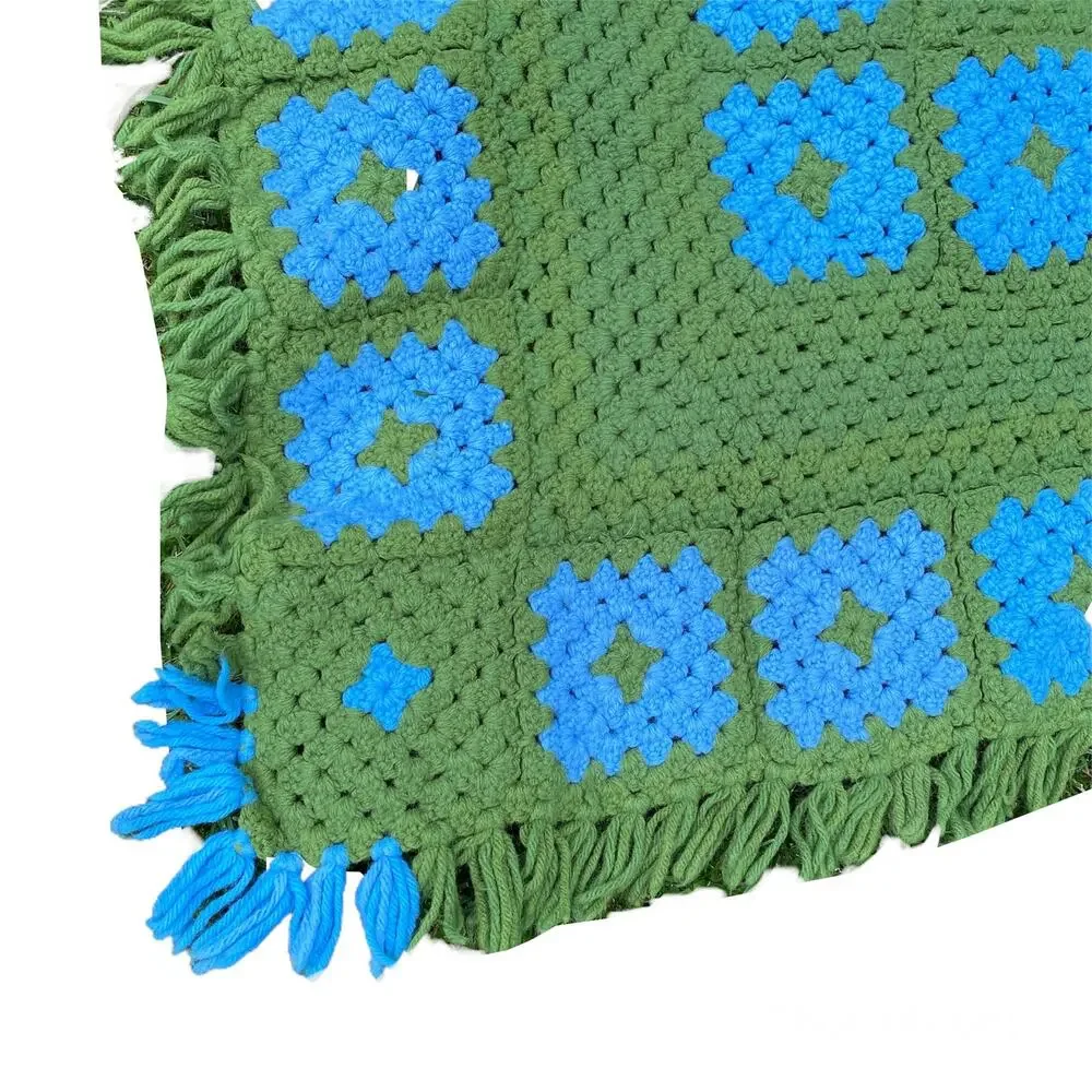 Vintage Granny Square Blanket BedSpread Handmade Retro Boho Eclectic
